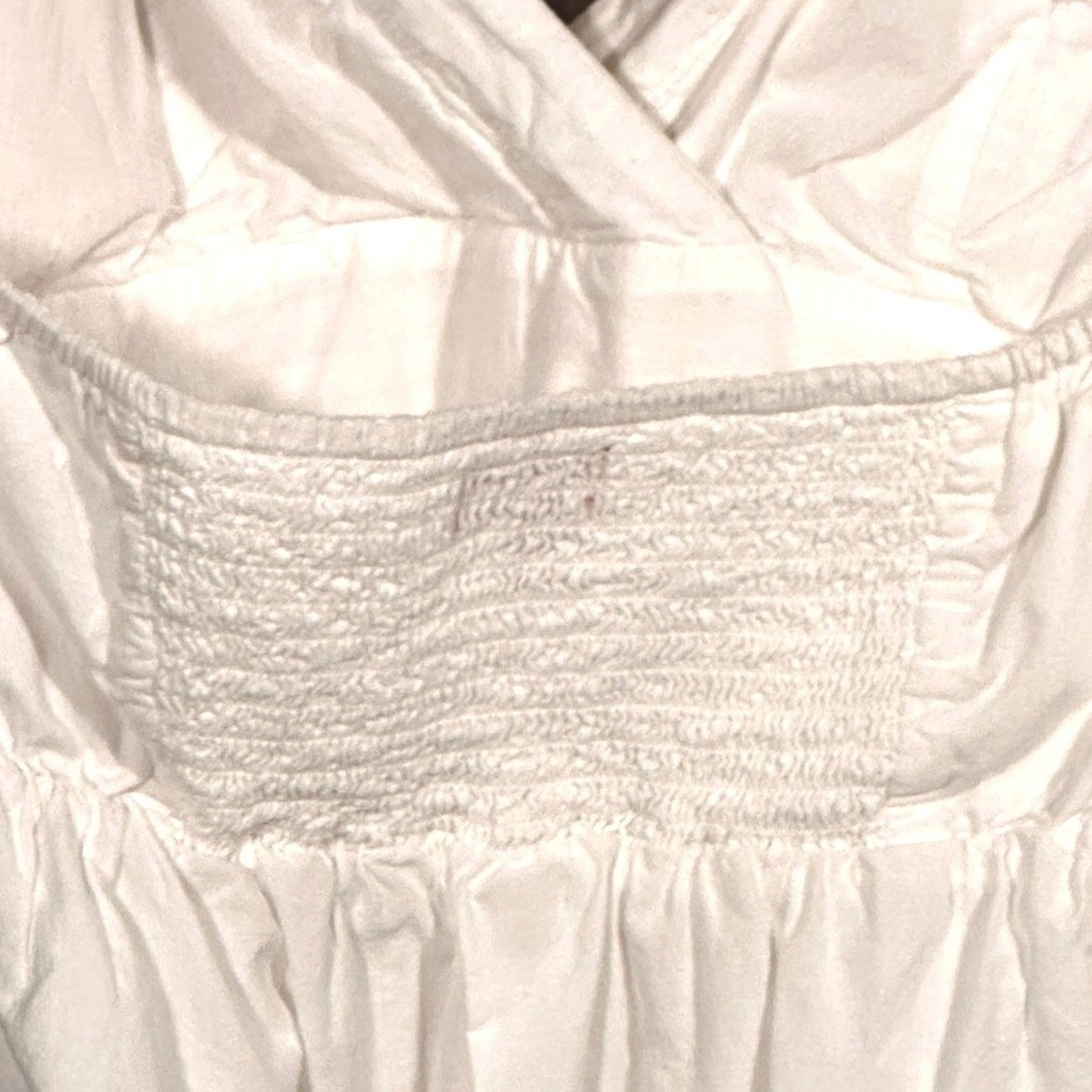 Elle‎ Eyelet Dress Women White Cotton Size M Halter Neck Smocked Back Coquette - Picture 5 of 16